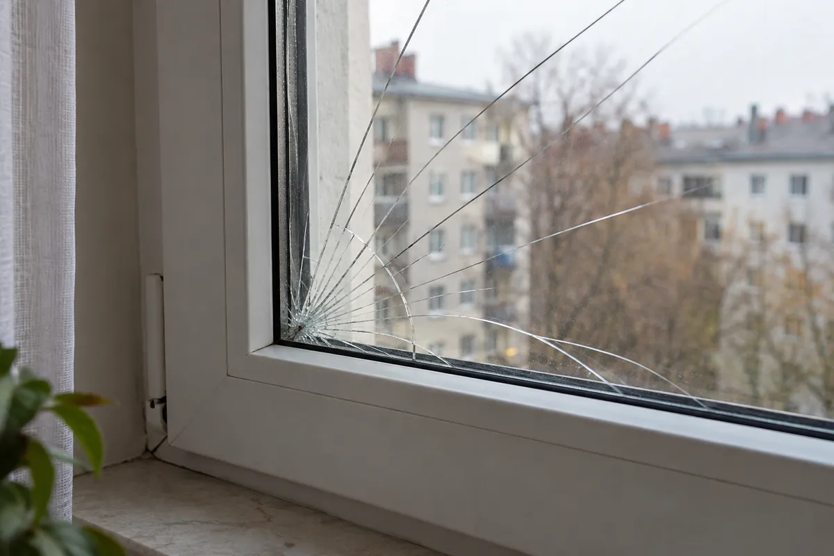 Pęknięta szyba w oknie PCV